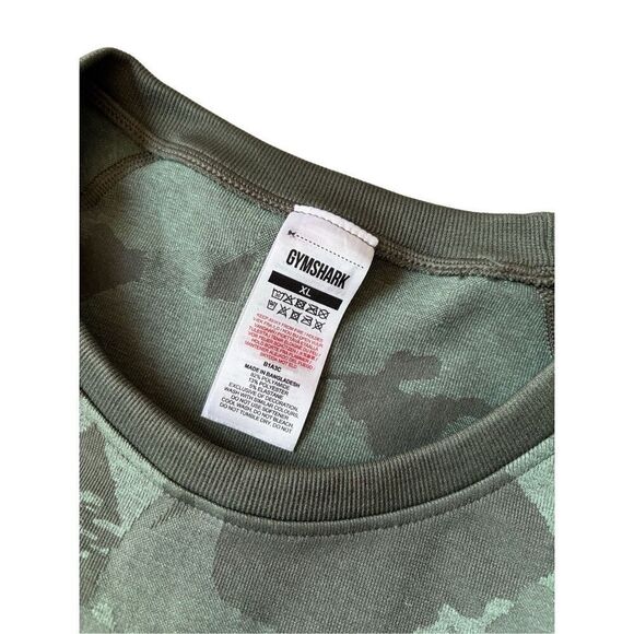 Gymshark ADAPT CAMO SEAMLESS LONG SLEEVE CROP TOP size XL Green - Picture 5 of 9